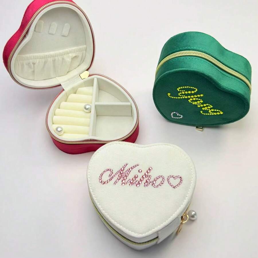 Hộp đựng trang sức pha lê thủ công có thể tùy chỉnh tên, hộp đựng hình trái tim, quà tặng sinh nhật/kỷ niệm cao cấp. - Nhiều màu - Xem 1