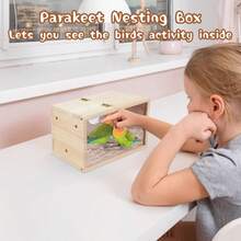 Parakeet Nesting Box Transparent Bird House For Cage Natural Wood Breeding Box For Parrot Parakeet Cockatiel Lovebirds Budgie Conure And Other Small Birds - Horizontal Breeding Box - View 10