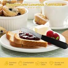 1/2 Juego de Cuchillos de Mantequilla de Acero Inoxidable de Lujo - Diseño de Borde Recto Ancho, Fácil Esparcimiento para Sándwiches, Queso y Condimentos - Herramienta Esencial de Cocina - Ver 3