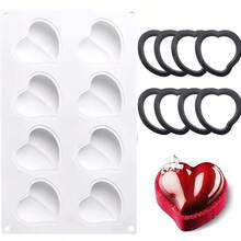 1/2pcs Heart-Shaped Mousse Silicone Cake Mold, Cake Baking Tool, Mousse Chocolate Mold, 3D Cake Tray Baking Pan - Multicolor - View 9