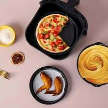 Bộ 1/3 khuôn nướng bằng thép carbon (6/7/8 inch) - Phụ kiện rổ nướng và nồi chiên không dầu (Dụng cụ nướng/chống dính) - màu đen - Xem 11