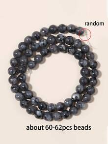 1 hebra de cuentas de piedras preciosas de labradorita negra natural con destellos para hacer joyas, cuentas sueltas de 4 6 8 10mm - Negro - Ver 9