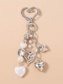 1个串珠心形钥匙扣，水晶心形钥匙圈，女孩包包挂饰 - 彩色 - 查看 10