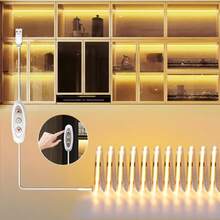 1/3/6 tiras de luz LED COB, 252 perlas LED/M, tiras flexibles con adhesivo doble cara, control de cable USB con brillo ajustable, tiras de luz LED para vitrinas, alimentadas por USB, adecuadas para armarios de zapatos, armarios, vitrinas, oficinas, dormitorios, techos, escaleras, pasillos, iluminación decorativa - USB - Ver 2