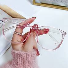 Fashionable Large Frame Round Glasses | Transparent Lenses, Comes With Glasses Case, Suitable For Women - Multicolor - View 2