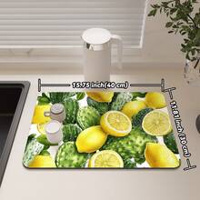 Summer Lemon Print Kitchen Countertop Drying Mat, Quick Dry Trivet For Dining Table, Bar, Coffee Machine, Non-Slip Waterproof Rubber Bottom, Easy To Clean - Mustard Yellow - View 22