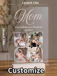 Dịch vụ khắc ảnh cá nhân hóa cho Ngày của Mẹ. Tấm bảng acrylic kích thước 4,72 x 6,29 inch. Thích hợp làm giá trưng bày trong phòng ngủ cho các cặp đôi, vợ chồng mới cưới, quà tặng kỷ niệm và quà tặng Ngày của Mẹ. Sản phẩm được trang bị đế gỗ. - Nhiều màu - Xem 7