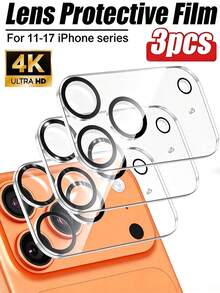 3PCS Camera Lens Protector Compatible With Iphone 17 17Pro 17Pro Max 16 15 14 13 12 11 16Pro Promax 3D Rear Lens Tempered Glass Film Compatible With Iphone 17 Air 17 Lens Cover Anti-Scratch, Tempered Glass, Easy To Install. - Clear - View 8