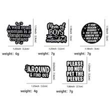 男孩妈妈语录珐琅徽章 有趣的黑色短语胸针翻领别针徽章 背包服装配饰 时尚珠宝 朋友礼物 - 黑色 - 查看 10