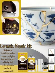 Ceramic Repair Kit Kintsugi Glue Deep Bonding Broken Porcelain Glass Cracks Artistic Texture - Multicolor - View 2