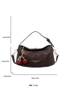 1pc Niche Design Handbag For Women, Box-Shaped Shoulder Bag, Elegant - Coffee - View 5