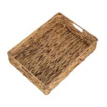 Red Hamper Rectangular Shallow Water Hyacinth Storage Basket - Transparent Black Model - View 3