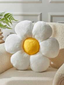 1pc Daisy Flower Decorative Throw Pillow, Cute Home Decor Cushion, Spring/Summer Sofa Decor Gift, Holiday Decor Soft Plush Pillow, Home Sofa Cushion, Home Decor Pillow, Holiday Gift, Easter, Daily Party, Wedding, Spring - White - View 2