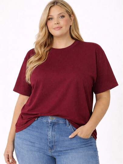 Camiseta t-shirt feminina plus size lisa gola redonda modinha tendencia oversized
