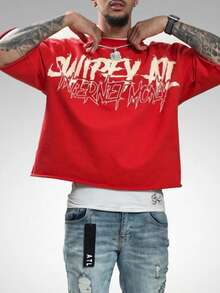 Internet Money T-Shirt, Internet Skull T-Shirt, 100% Pure Cotton, Y2K Style, Hip-Hop Street Elements, Digital Print, Perfect Gift. - 紅色 - 查看 2