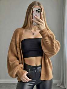 Women's Winter Cardigan Coat, Premium Knit - New Release - Copper - View 5