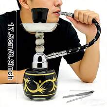 Portable Hookah Kit, Mini Hookah, 17.5 Cm/6.9 Inches Tall (Includes A Nice Glass Bottle, Pipe, Charcoal Tray, And Hookah Tongs), Single Pipe Hookah, No Power Required, Includes 2 Random Hookah Mouthpieces - Small - View 8