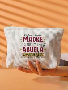 1pc "World's Best Grandma" Printed Cosmetic Bag, Travel Toiletry Bag, Women's Makeup Bag, Grandma Gift, Travel Essentials, Holiday/Vacation/Back To School Supplies Bag, Student Travel Bag, Women's Travel Makeup Bag, Mother's Day Gift - Multicolor - View 8