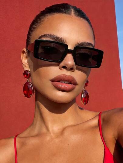 1 Pair Classic Square Frame Fashion Glasses, Suitable For Outdoor Activities, Travel, Summer Accessories, Sports Style, Driving, Holiday Outfits, Beach, Music Festivals, Casual Outings, Vacations, Family Trips, Elegant Attire, Street Style Accessories, Sports, Parties, Street Style Looks, Fishing, Holidays, Vacations