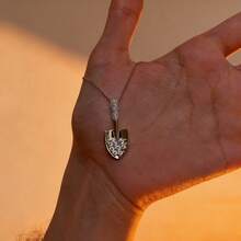 1件S925纯银奢华迷你铲子造型吊坠项链，镶嵌闪亮锆石，优雅日常佩戴饰品，馈赠亲友的优质礼物 - 銀色 - 查看 9