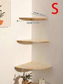1 pièce/3 pièces Étagère d'angle murale en bois de style bohème, support d'affichage multifonction rustique, convient pour le salon et la chambre à coucher, étagère de rangement pour la maison pour les livres et les décorations - Multicolore - Voir 9