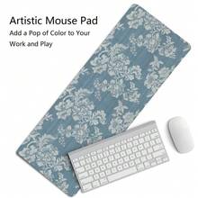 Blue Chinoiserie Mouse Pad,Vintage Blue And White Floral Desk Mat,Big Large Vintage Floral Preppy T Re Ndy Mouse Pad,Girly Gaming Mousepad,Girly Laptop Desk Mat For Dorm Home Office - 長方形 - 查看 3