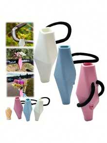 Jarrón decorativo para manillar de bicicleta, mini jarrón creativo con cuerda, adecuado para actividades al aire libre, campamento, ciclismo, escalada, entusiastas de los viajes, regalos del Día de la Madre, accesorios para exteriores, artículos esenciales de viaje - multicolor - Ver 1