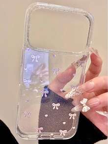 Gilded Bowknot Phone Case, Compatible With IPhone 17 Pro Max, 17 Pro, 17 Air, 17, 15, 16 Pro Max, 14 Pro, 13, 12, 11, Soft Back Cover, Suitable As A Gift For Girls - Gilded Pink Bow - View 4