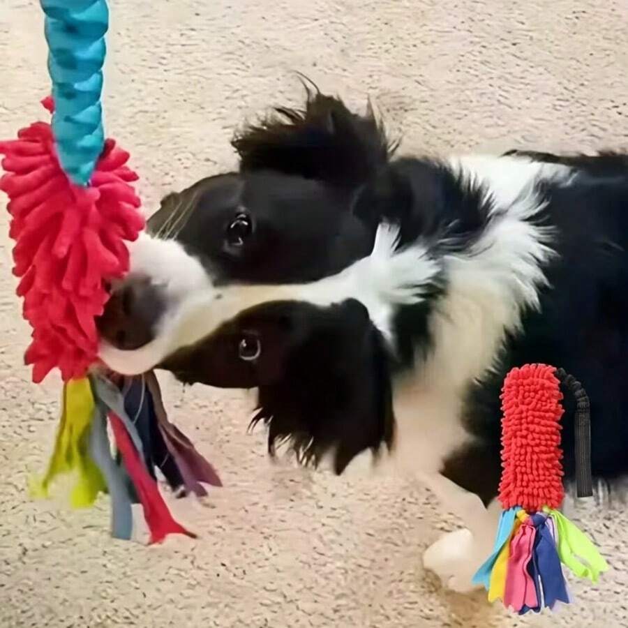 Jouet à mâcher résistant pour chien, corde de traction en peluche douce avec poignée durable - jouet à mâcher interactif pour le jeu amusant, les soins dentaires et le dressage