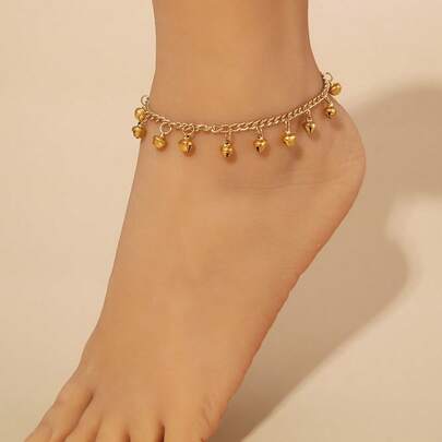 时尚个性铃铛链脚链，波西米亚波浪流苏铃铛脚链（女士款）