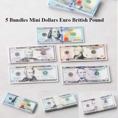 2/3/4 Sets Mini Realistic US Dollar, British Pound, Euro Banknotes Mixed, Super Realistic! Pocket-Sized Mini Paper Money | Perfect For Dollhouse & BJD Food Toys | Miniature Model Accessories