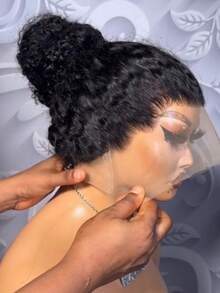 Hidden Strap 360 Lace Front Wigs Human Hair Glueless 250 Density Deep Wave Curly Human Hair Wig With Invisible Drawstring Wet And Wavy Lace Frontal Wigs Natural Hairline  5x5 6x4 Curly Lace Closure Wigs 13x4 13x6 HD Deep Wave Human Hair Wig For Women Natural Black - Natural Black - 查看 1