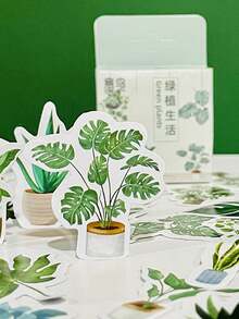 46pcs/Set Ins Fresh Art Style Green Plant Life Series Box Stickers DIY Journal Diary Decoration Sealing Stickers Decorative Stickers - Sticker - View 4