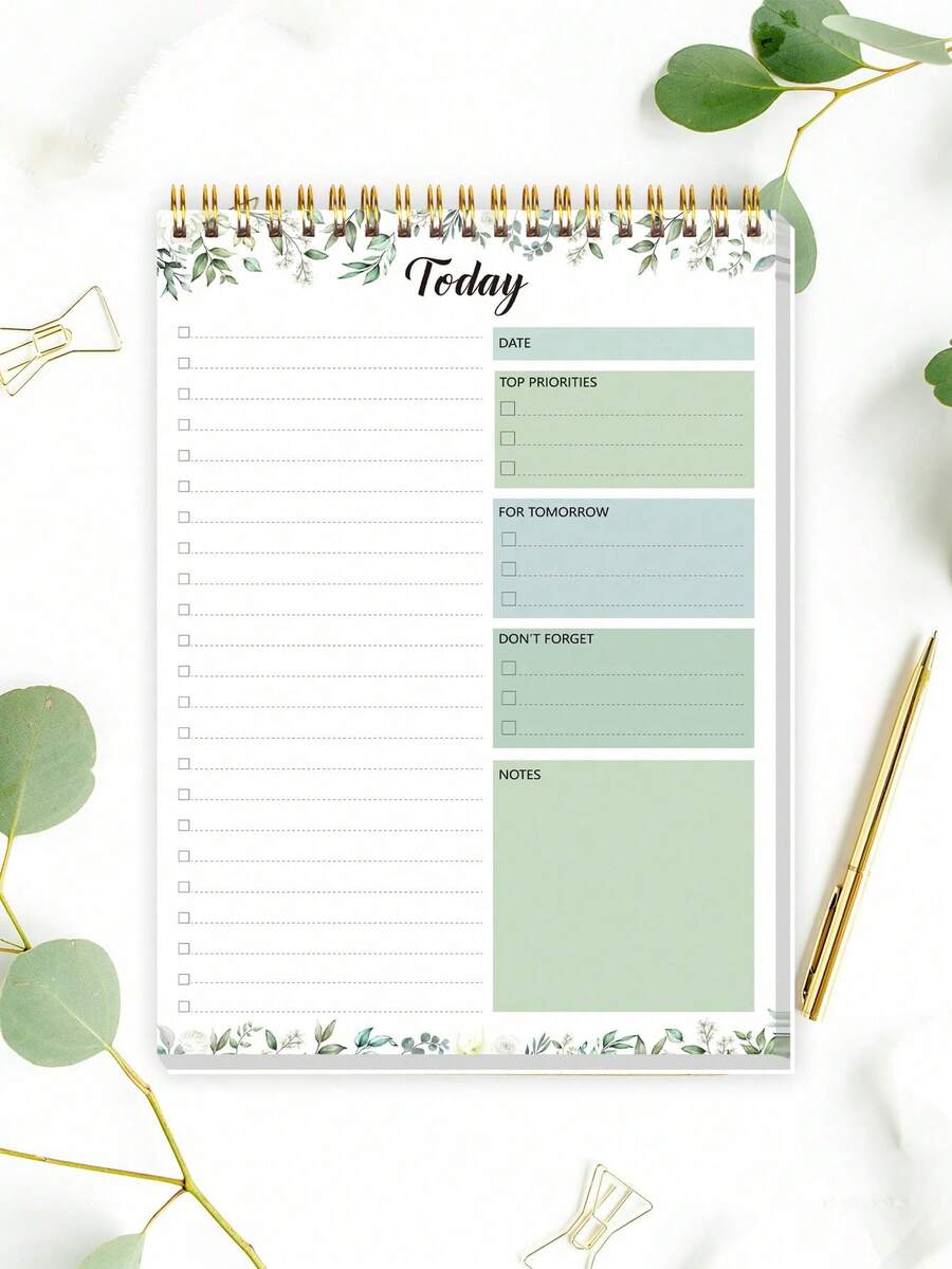 Trees Libreta de lista de tareas - 52 hojas sin fecha, planificador de tareas de trabajo, agenda A5, adecuada para tareas diarias y establecimiento de objetivos, aplicable para oficina, hogar y escuela - Estilo C - Ver 1