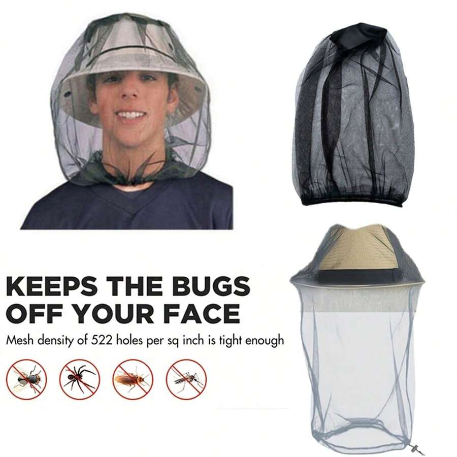 2pcs Extra Large Mosquito Net With Face Mask - Durable Anti-Insect Mesh, Fine Mesh To Prevent Insects, Can Be Used With Hat/Head, Suitable For Fishing And Hunting - Prevent West Nile Virus And Zika Virus - Available In Black And Green