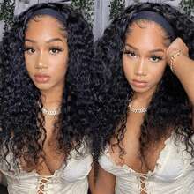 Headband Wig Deep Wave 16 Inch Glueless None Lace Front Deep Curly Wig Brazilian Hair Wear And Go Wigs For Women 200% Density Machine Made Put On & Go Black Headband Half Wigs Blended Human Hair Natural Color No Glue Throw On & Go Wig 10-34 Inch - Natural Black - View 6