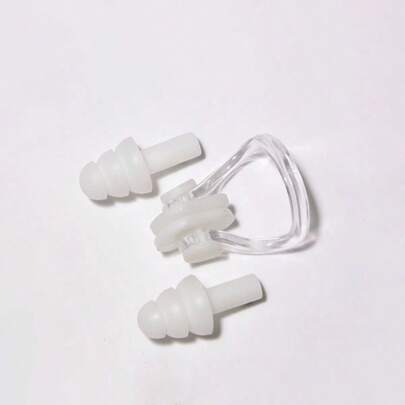 1 Set Reusable Waterproof Soft Ear Plugs For Swimming, Adult Ear & Nose Protection, Suitable For Shower, Bathing, Surfing, Snorkeling, Beach Essential, Swimming Pool Accessories