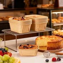 50/100 chiếc cốc nướng mini hình chữ nhật, chống dính, chống rò rỉ, thích hợp cho bánh brownie, cupcake, bánh mini, đồ tráng miệng cho các bữa tiệc. - Nhiều màu - Xem 8