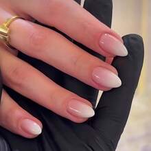 1 Set Almond-Shaped Ombre French Minimalist Chic Nail Tips, Detachable, Suitable For Daily, Work, Date, Includes 1 Gel Polish + 1 Nail File Nails - Multicolor - View 7