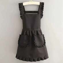 1-Piece Korean-Style Women's Apron Nail Salons, Kitchens, Coffee Shops, Workwear, Home Cooking, And Cleaning, Sleeveless Apron - 杏 - 查看 4