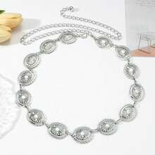 European And American Cross-Border Accessories, Minimalist Single-Layer Geometric Hoop Body Chain, Versatile Punk Metal Waist Chain For Women, Geometric Pattern Bohemian Zinc Alloy Waist Chain, All Season - Silver - View 6