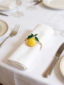 2/4/6pcs Spring Lemon Napkin Rings, Suitable For Wedding Party Table Decor Napkin Holders, Fruit Lemon Napkin Rings - Multicolor - View 3