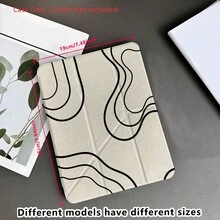 1件装抽象线条艺术保护套平板电脑保护套，带笔槽、多角度支架，兼容iPad 10.9/10.2/Air 第五代/Pro 11/10代/9.7/Air 2/7/8代/Air 4/5/Air 13/11(M3 2025)/11(A16 2025) - 彩色 - 查看 10