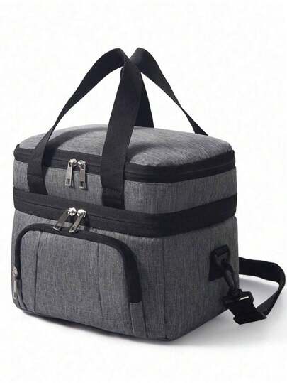 1 Bolsa de almuerzo aislada de gran capacidad con correa para el hombro, diseño de doble capa, con paquete de hielo incorporado, se puede usar para almacenamiento, organización de la cocina, organización del almacenamiento, organización de suministros de cocina, decoración de habitaciones, decoración del hogar. Regalos de Navidad, regalos de regreso a la escuela, bolsa de transporte para exteriores