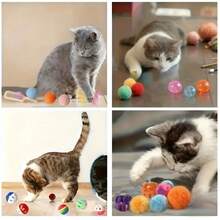 12pcs Random Mixed Cat Toys, Including Plastic And Fabric Materials, Various Styles And Colors, Suitable For Small Cats To Play - Multicolor - View 4