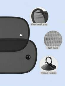 2 片装汽车车窗遮阳膜 – 通用静电吸附式侧窗隔热膜 – 防紫外线隔热膜，适用于儿童、宠物和成人 – 20 英寸 x 12 英寸，无需吸盘（黑色） - A - 查看 6