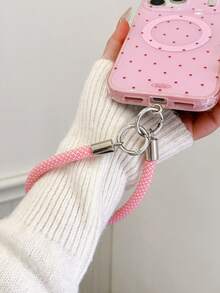 1 chiếc ốp điện thoại dệt đa năng kèm dây treo ngắn cầm tay, thiết kế chống rơi tiện dụng. - vòng đeo tay - Xem 3