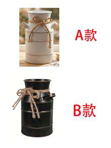复古农舍风格镀锌金属花瓶 - 乡村奶油色做旧牛奶罐造型，家居装饰花瓶，适用于户外花园、餐桌、派对、卧室、鲜花种植 - 彩色 - 查看 11