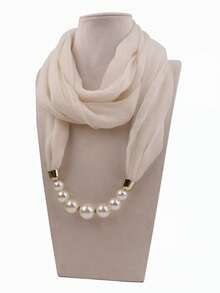 1pc Pearl Pendant Scarf Necklace Neck Warmer - Multicolor - View 2