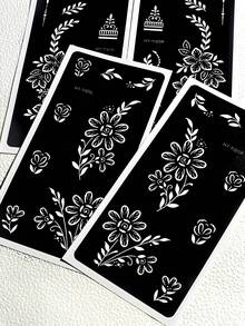 Reusable Self-Adhesive Hand Tattoo Stickers - Floral Pattern Stickers, Suitable For DIY Body Painting, Ideal For Parties And Events, Also For Crafting, Reusable, Tattoo Template Stickers - Black - View 8
